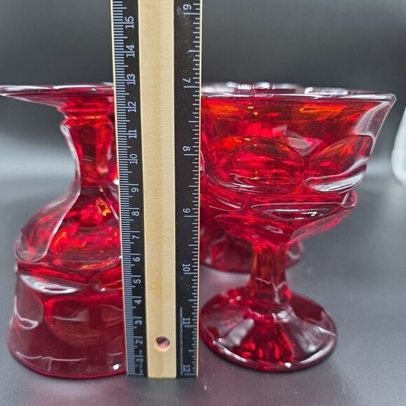 Fostoria Argus Ruby Red Stemmed Wine Sherbet Glasses 5" Vintage 8oz set of 4 - Picture 8 of 9